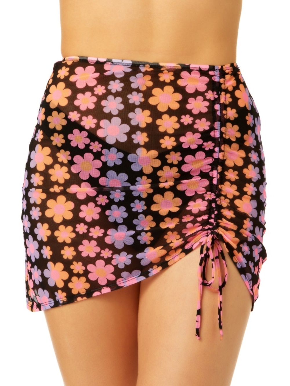 Salt + Cove Juniors' Adjustable Side-Cinch Mesh Swim Skirt,Multi